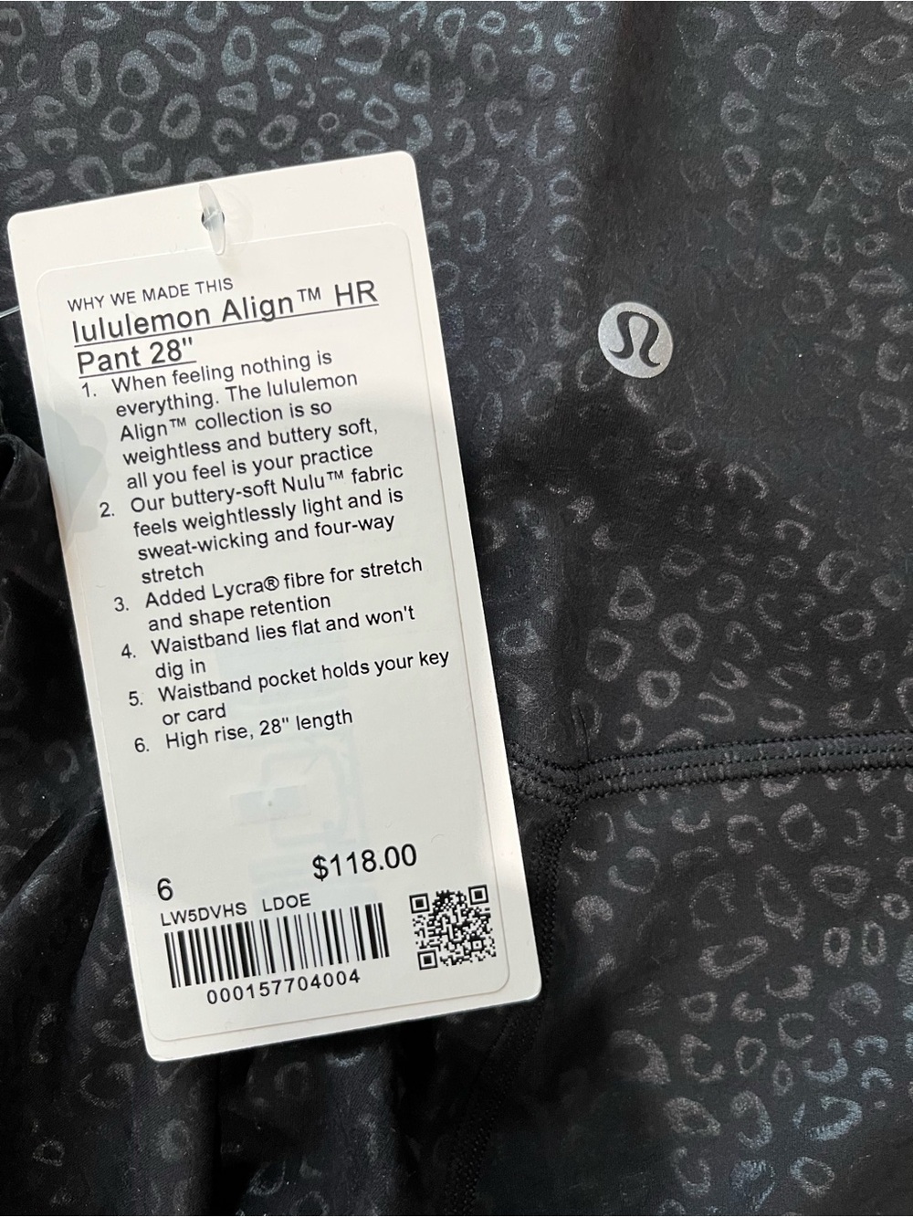 Lululemon Align High-Rise Leggings 28” Leopard Micro Emboss Size 6 NWT - Picture 4 of 7